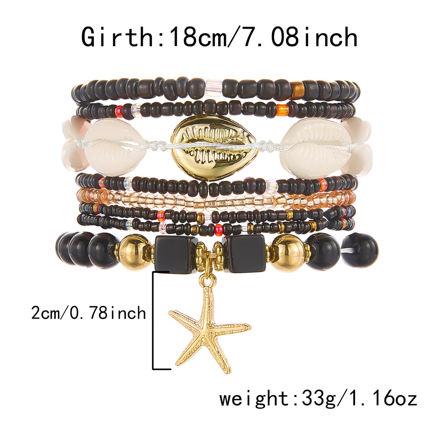 Bohemian Vacation Style Twin Bead Shell Creative Design Bracelets