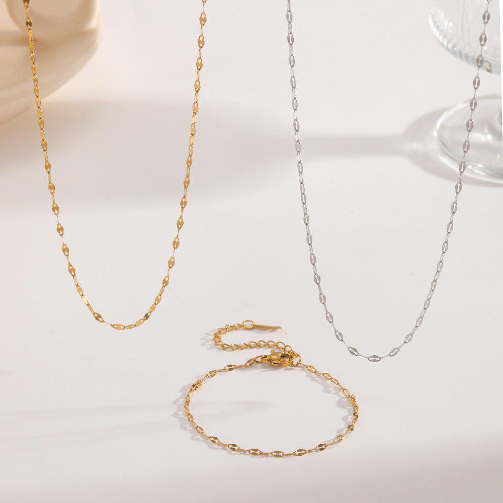 Women's Lip Clavicle Fashion Suit With Titanium Jewelry Set