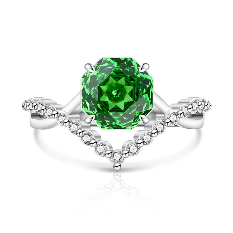 Crown Rose Cut For Love Female Super Flash High Carbon Ring