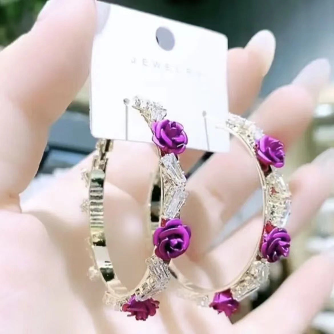 Sweet Rose Eardrop Female Temperament Good-looking Earrings