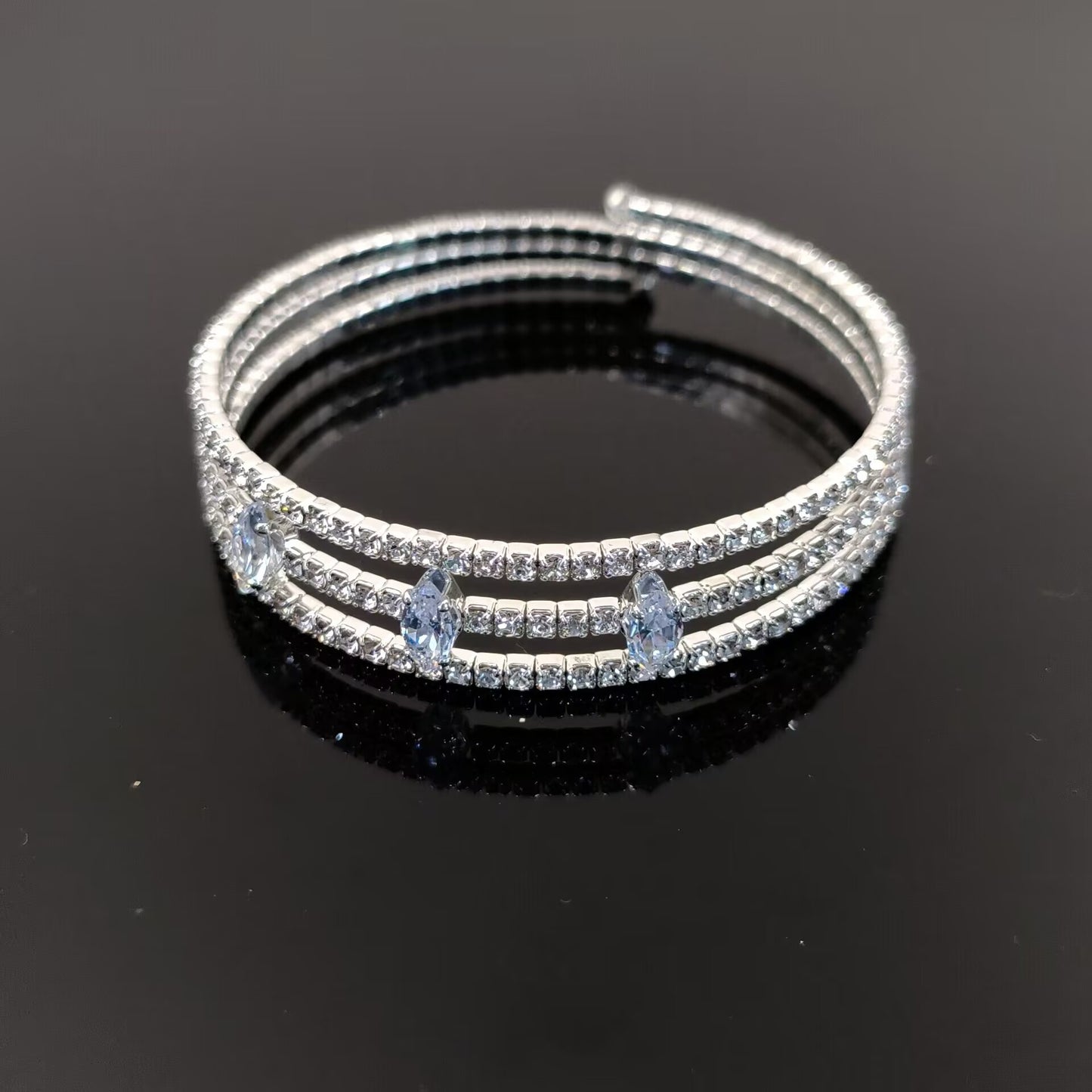 Rhinestone Zircon Elastic Laminated Adjustable Female Bracelets