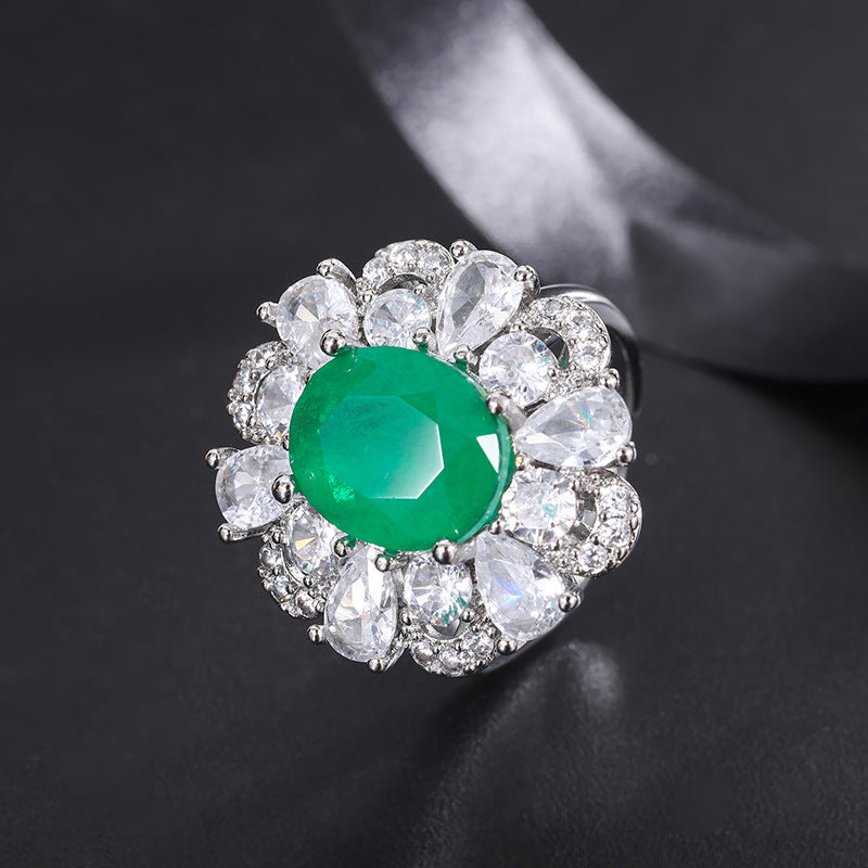 Emerald Banquet Jeweled Simulation Paraiba Lady Jewelry Set