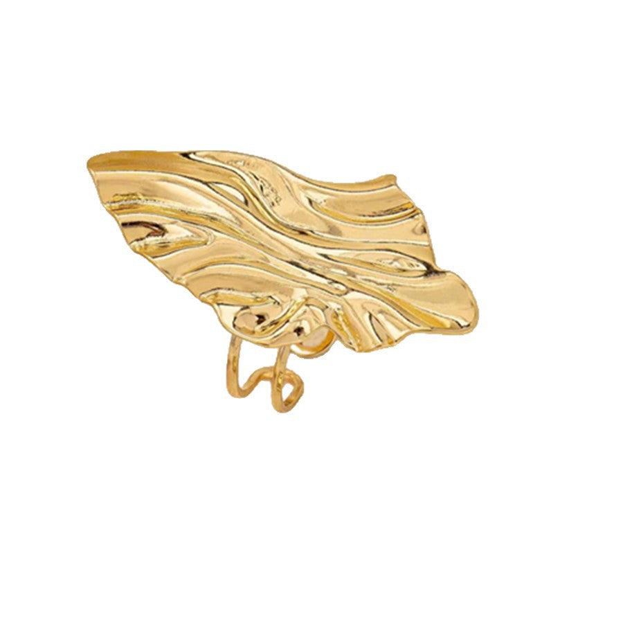 Women's Geometric Retro Style Metal Texture Pleated Rings