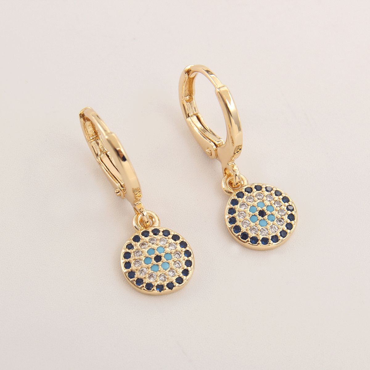 Gold-plated Eyelashes Turkish Blue Eyes Inlaid Zirconium Earrings