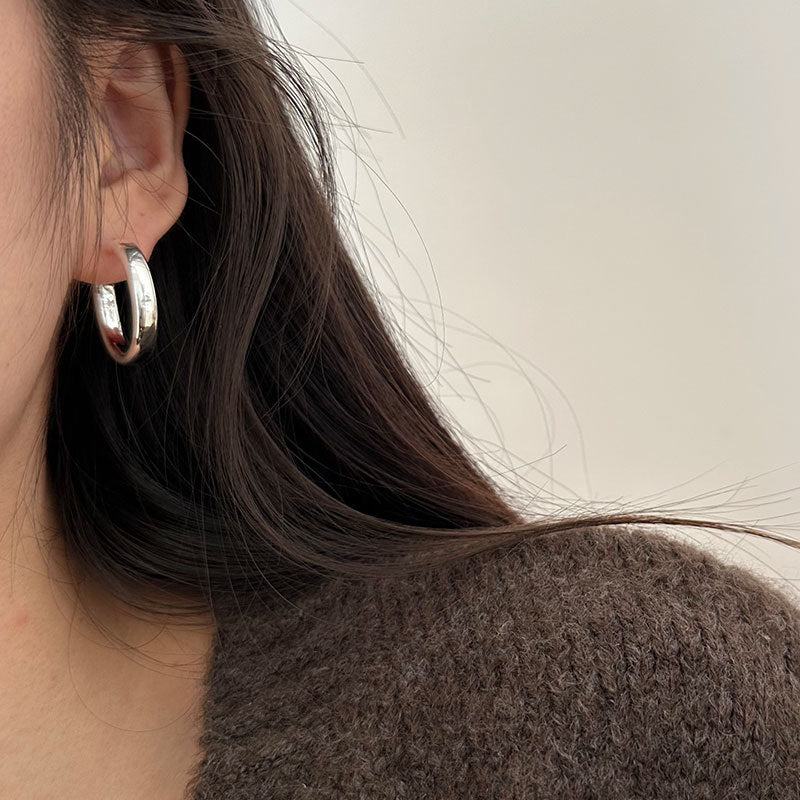 Sterling Sier Personality Semicircle Shaped Korean Live Stud Earrings