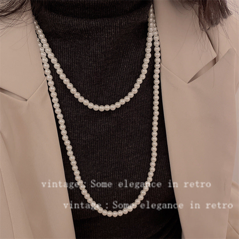 Pearl Long Sweater Chain Chinese Cheongsam Niche Necklaces