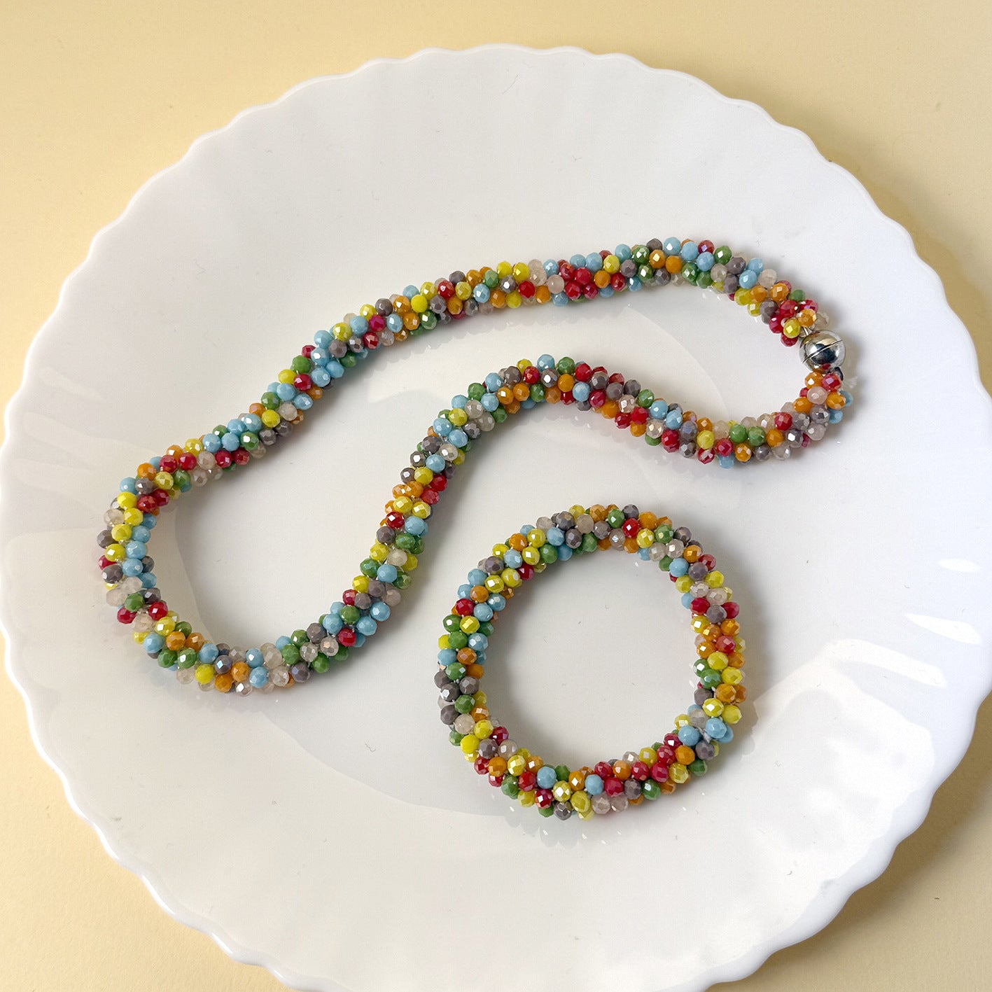 Colorful Crystal Suit Hand-woven Beads Fashion Jewelry Set