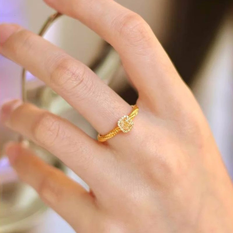 Sugar Cube Yellow Diamond Female Light Luxury Minority Design Advanced Rings