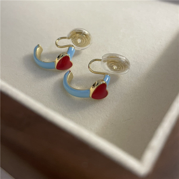 Drip Glazed Red And Blue Together Earrings