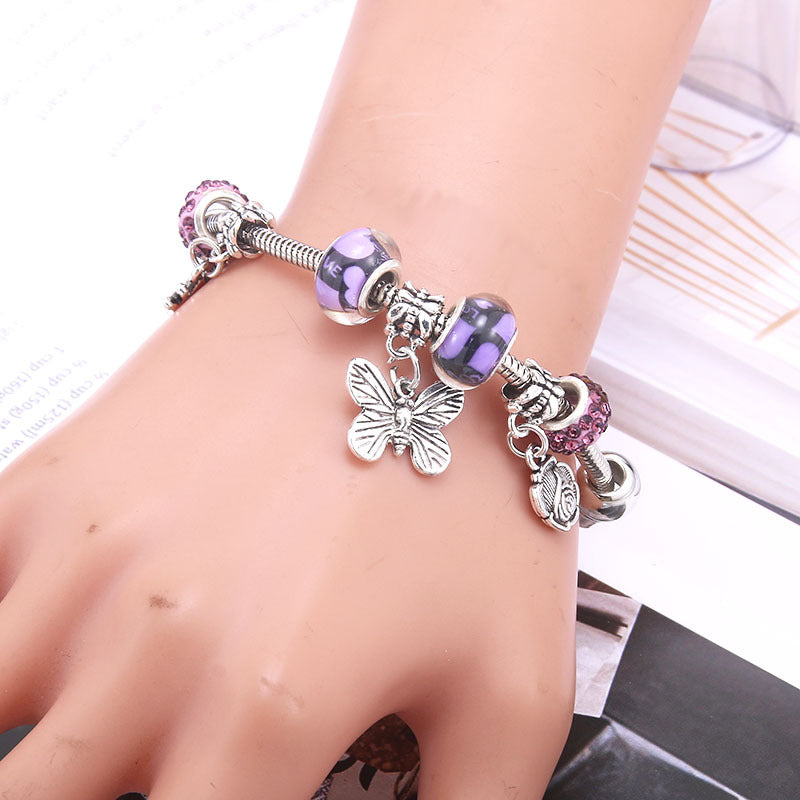 Women's Grid Popular Adjustable Crystal Love Butterfly Bracelets