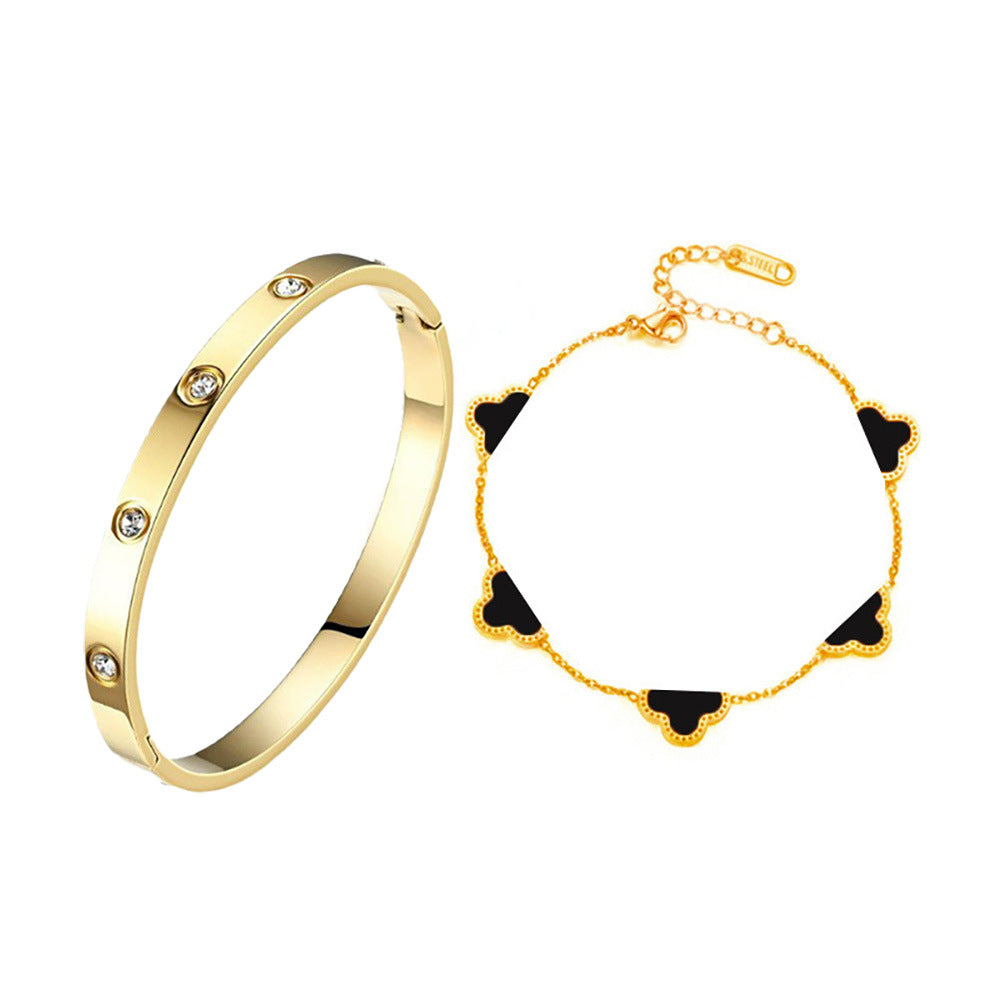 Steel Clover Female Affordable Luxury Fashion Sense Network Bracelet