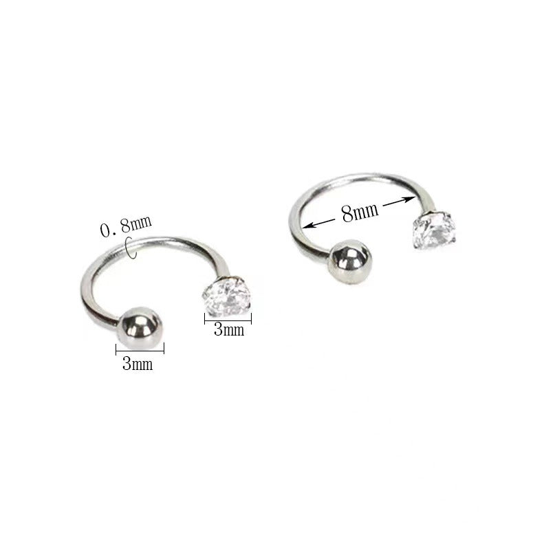 Stainless Steel Diamond Nose Zircon Shaped Rod Earrings
