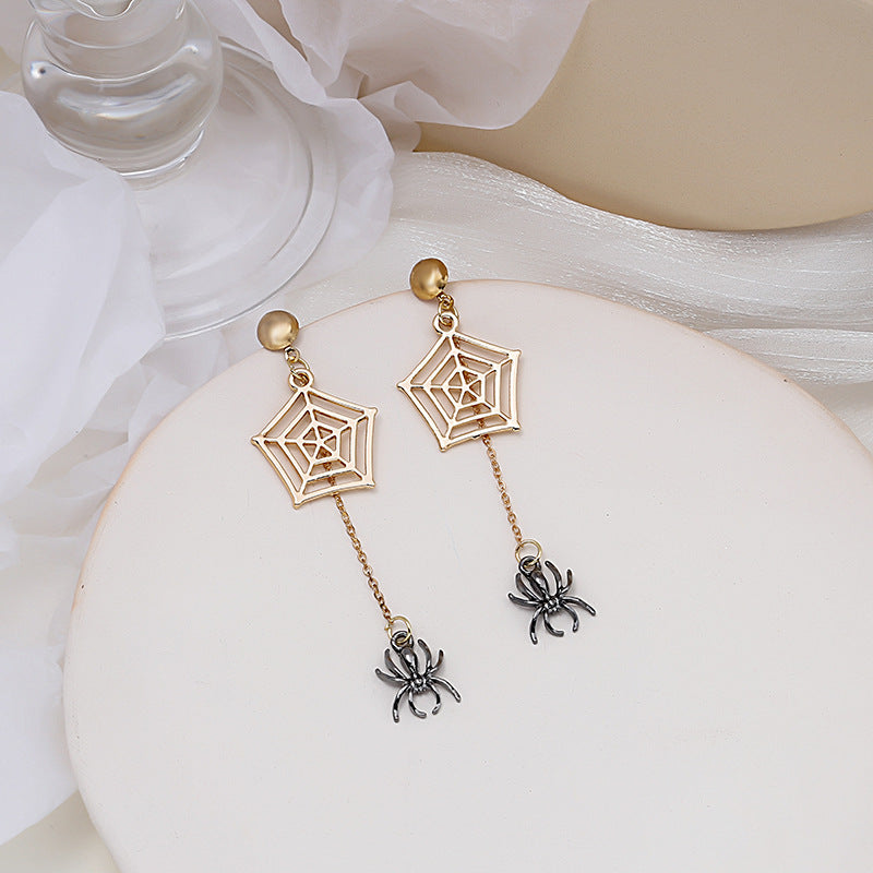 Personality Spider Web Halloween Gothic Dark Earrings