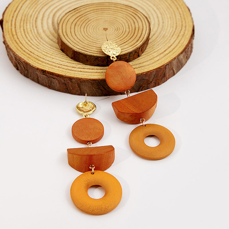 Simple Round Color Matching Eardrops Hollow Rings