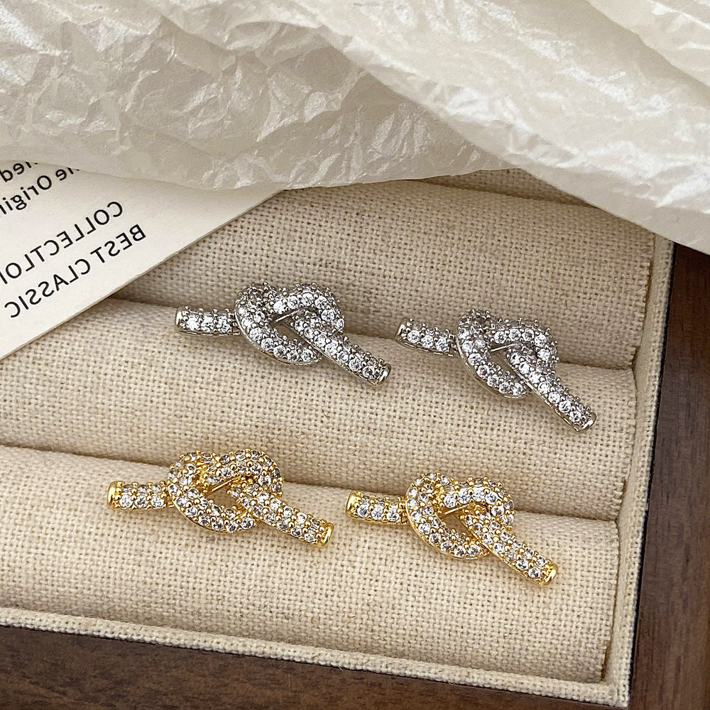 Women's Exquisite Knotted High-grade Full Diamond Micro Earrings