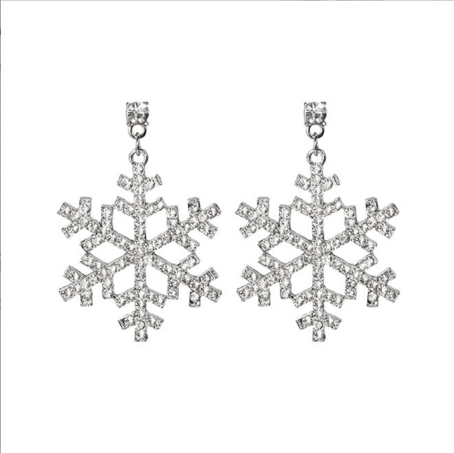 Rhinestone Snowflake Tassel Temperamental Cold Style Earrings