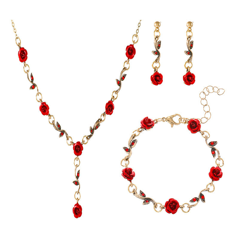 Retro French Rose Flower Female Graceful Personality Necklaces