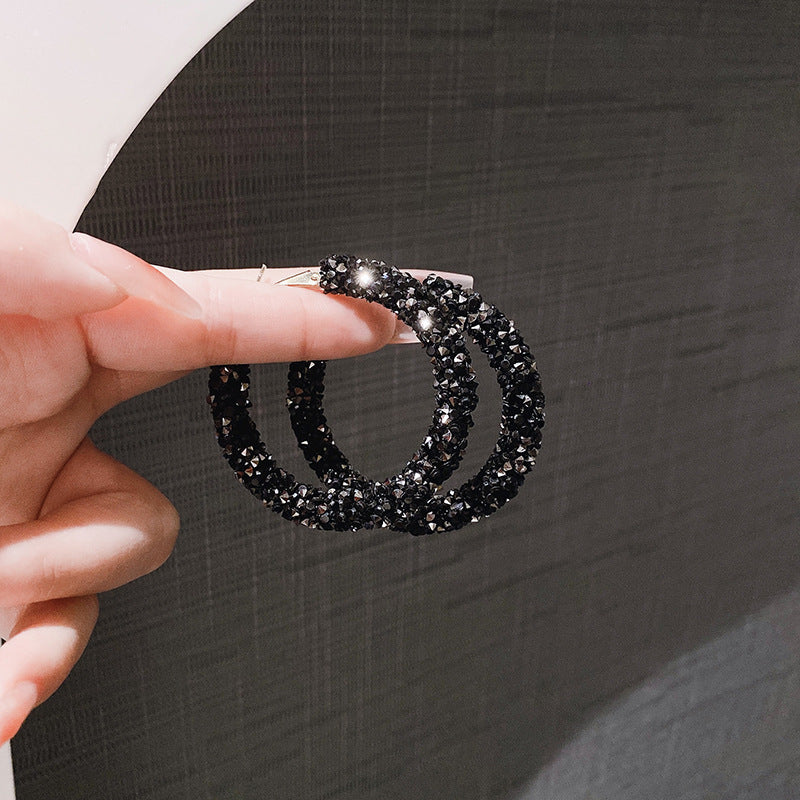 Women's Fashion Big Eardrop Full Diamond Temperament Circles Earrings