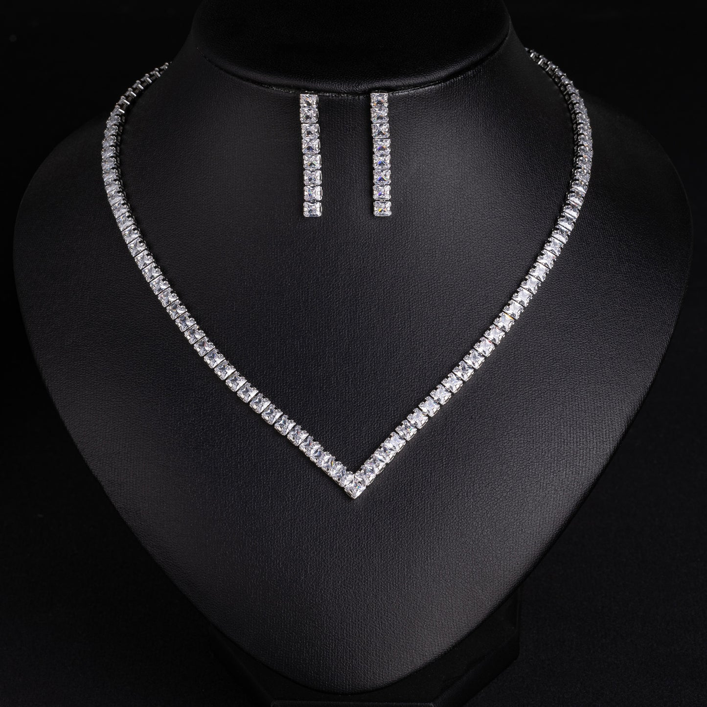 Full Diamond Clavicle Chain Female Korean Simple Temperamental Slimming Two-piece Jewelry Set