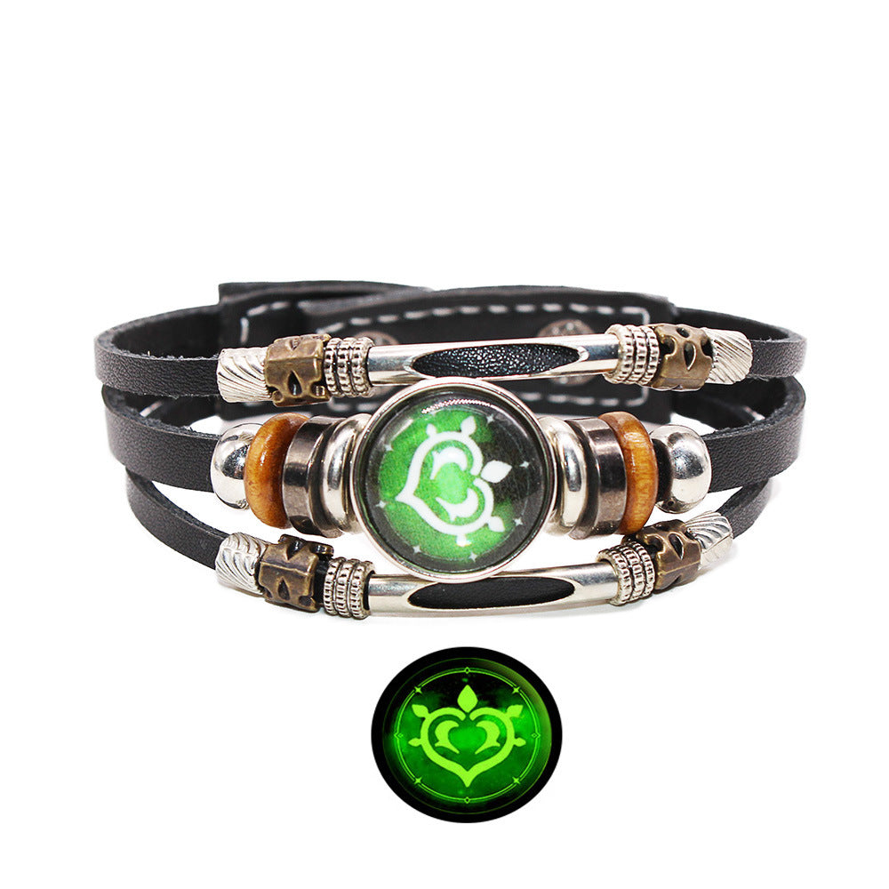 Women's & Men's & Original God Peripheral Time Stone Black Bracelets