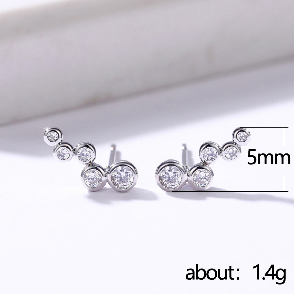 Women's Shi Elegant Shining Simple Circle Inlaid Stud Earrings