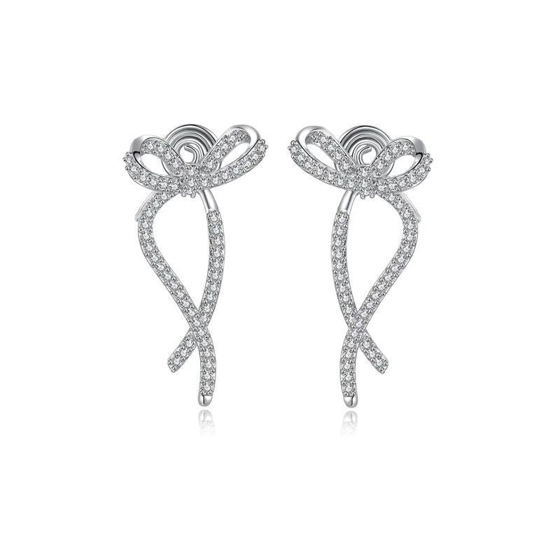 Women's Mosquito Coil Ear Clip Zircon Bow Earrings