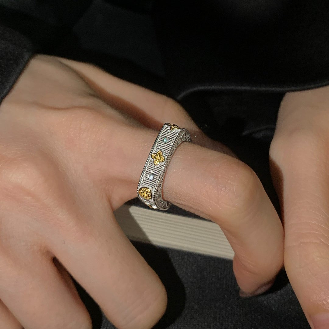 Square Female Minority Fashion Design Personality Spot Drill Advanced Rings