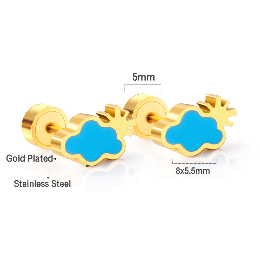 Women's Design Cute Fruit Plant Rainbow Stainless Steel Earrings