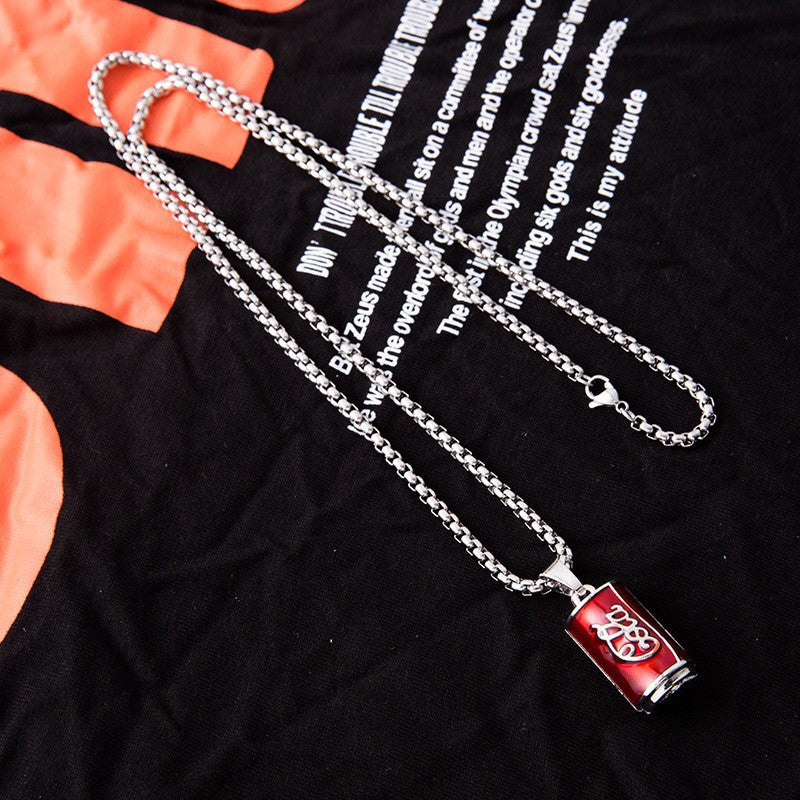 Women's & Men's Coke Bottle Titanium Steel Street Disco Necklaces