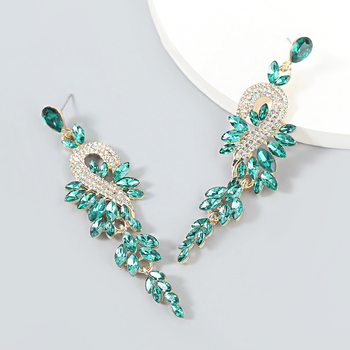 Rhinestone Geometric Long Eardrop Female Style Earrings