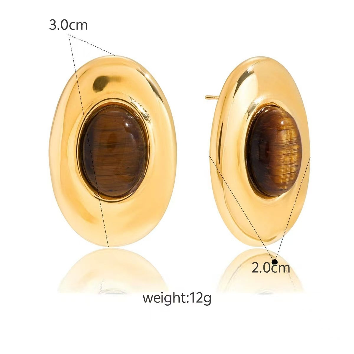 Titanium Steel Tigereye Ear Light Luxury High-grade Earrings
