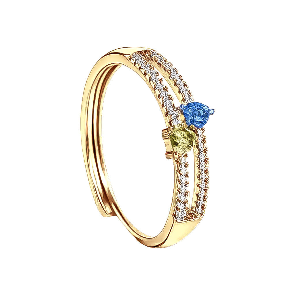 Layers Loving Heart Female Fashion Personality Commuter Heart-shaped Design Graceful Rings
