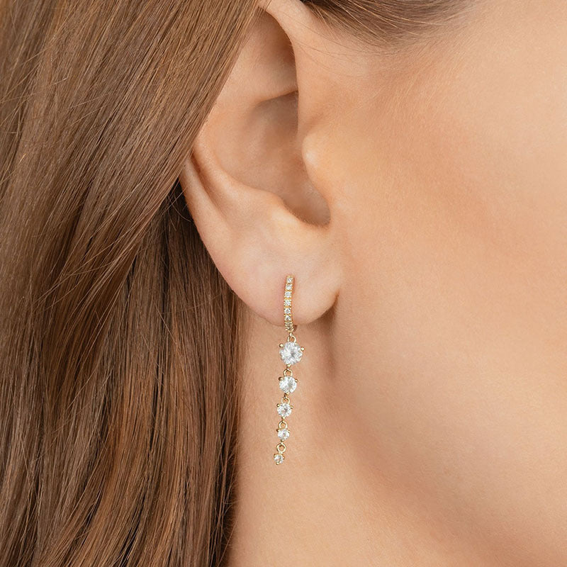 Women's Sier Needle Fashion Geometry Pattern Personalized Long Simple Tassel Round Earrings