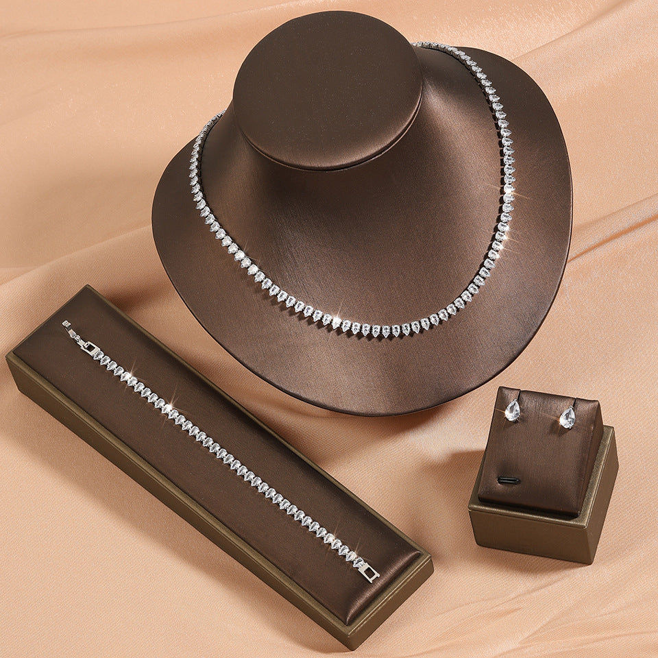 Simple Noble Zircon Bridal Elegant Outfit Jewelry Set
