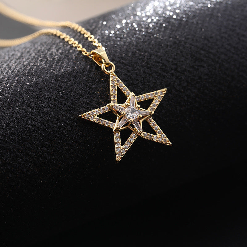 Moon Zircon Fashion Gold Plated Geometric Necklaces