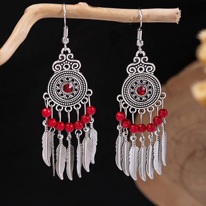 Tassel Turquoise Retro Minority Ethnic Style Earrings