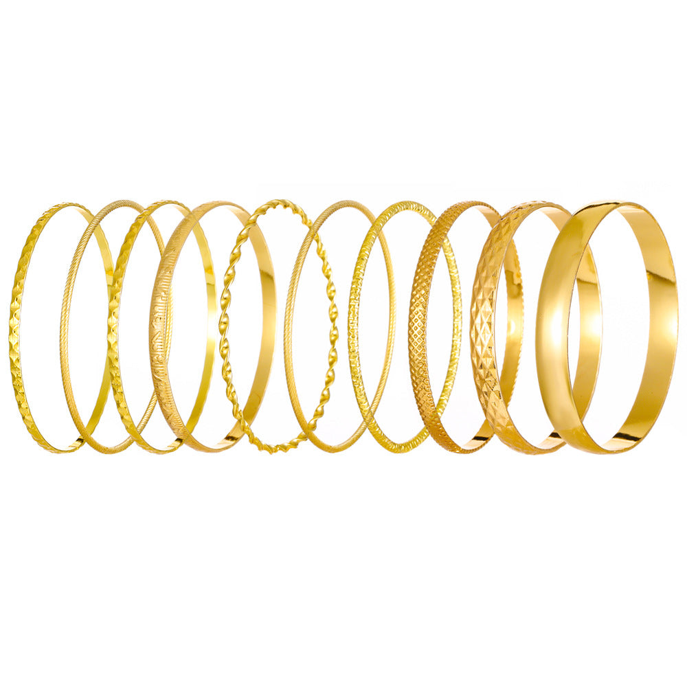 Style Alloy Vintage Wide Face Female Gold Bracelet