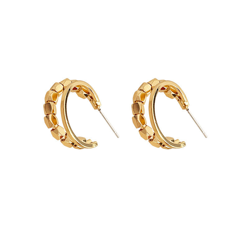 Boucles d'oreilles de niche d'oreille de conception cassée en métal d'aiguille des femmes