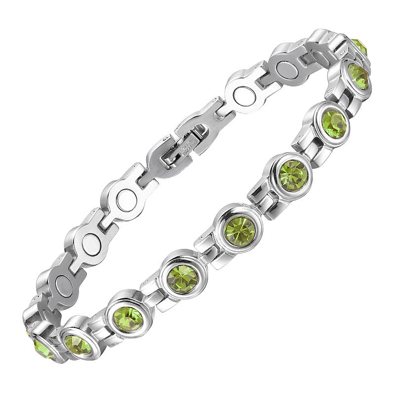 Women's Fashion Simple Rhinestone Zircon Stainless Steel Bracelets