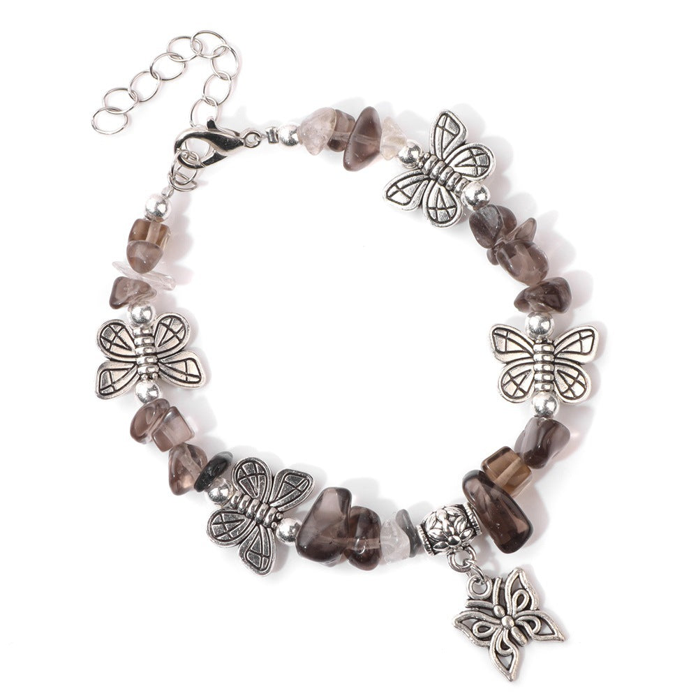 Bracelets en gravier et papillon vintage pour femmes et hommes