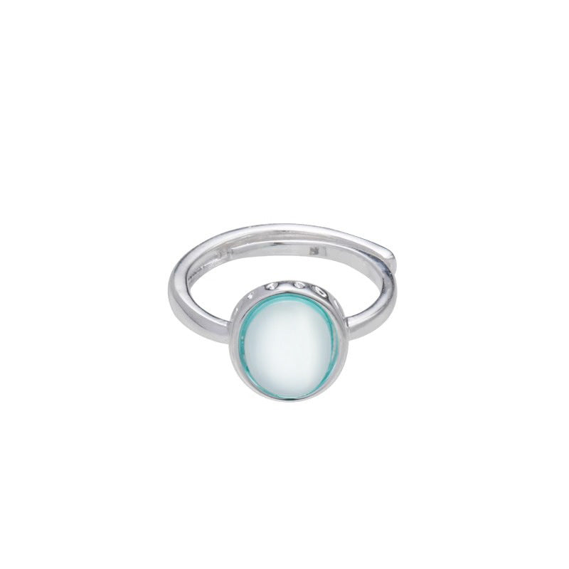 Aquamarine Female Cold Feeling Design High-grade Rings