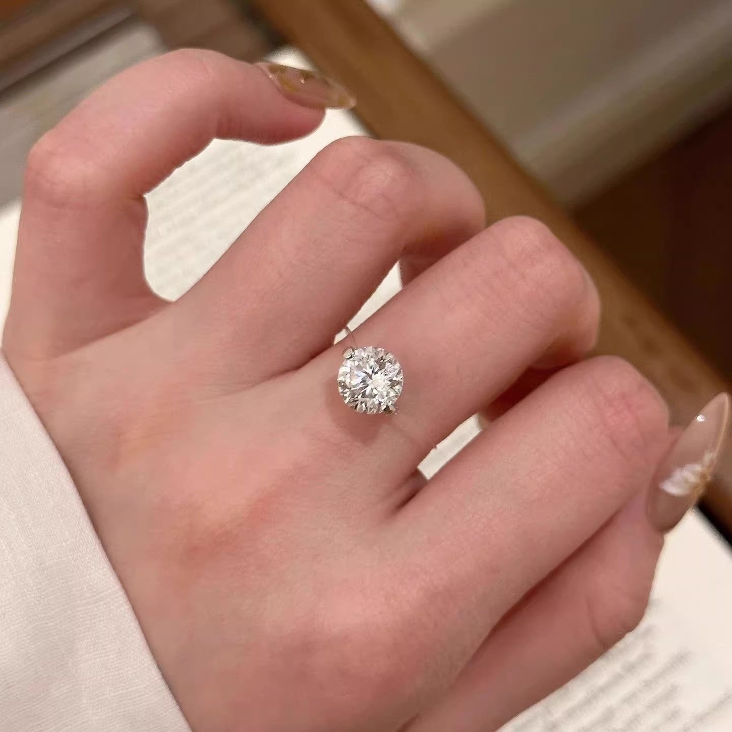 Women's Tears Imitation Single Rhinestone Light Luxury High-grade Fish Line Zircon Ring