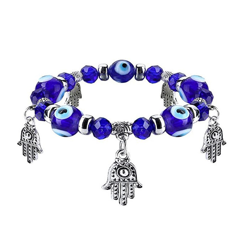 Blue Devil's Eye Resin Colored Glaze Ball Fatima Bracelet