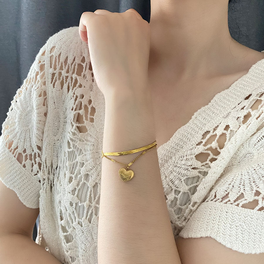 Bracelets à pendentif coeur en acier titane pour femmes, élégants et à la mode