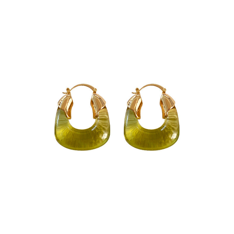 Women's Niche High-grade U-shaped Hawksbill Color Resin Earrings