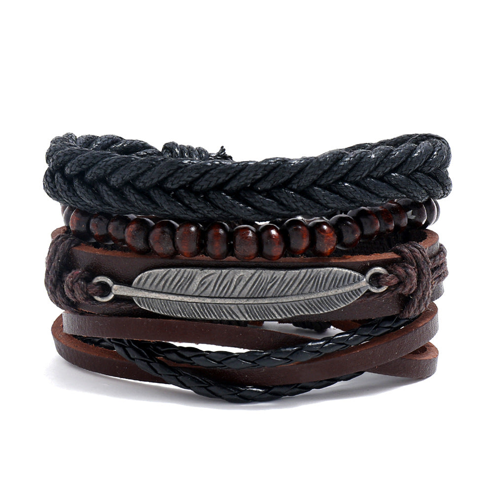 Women's & Men's & Simple Retro Set Braided Leather And Bracelets