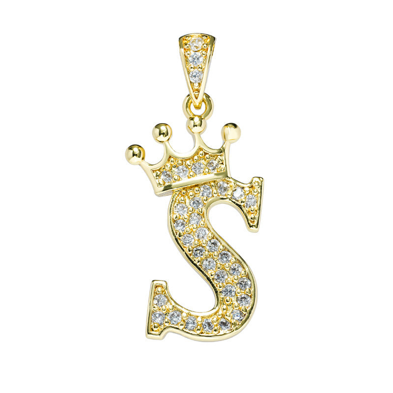 English Letters Full Diamond Pendant Simple Necklaces