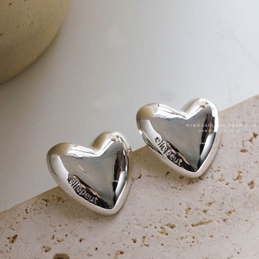 Heart Design Korean Style Electroplated Peach Ear Clip Without Pierced Rings