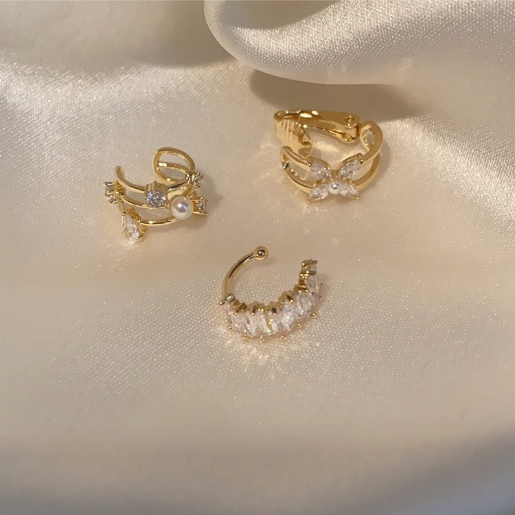 Women's Vintage Zircon Pearl Metal Simple Versatile Ear Clip