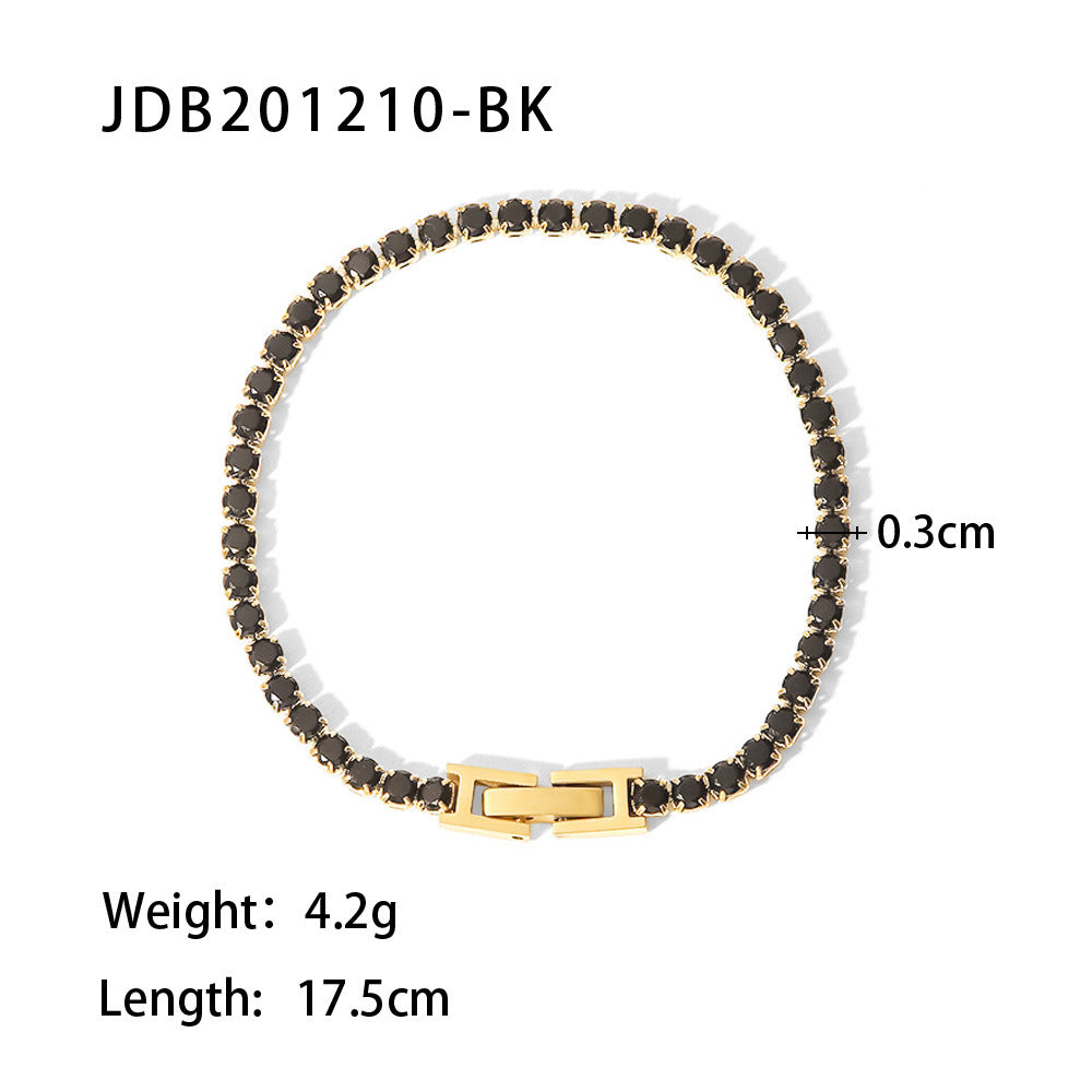 Women's Titanium Steel Gold Stainless Inlaid Zircon Bracelets